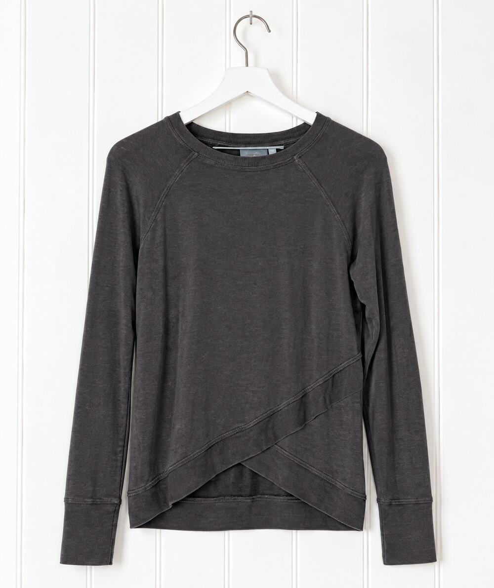 Athleta Yogi High Low Sweatshirt XS Gray Modal Stretch Tulip Hem #530584